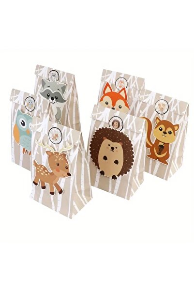 Kutumania 6 Adet Orman Hayvanları Safari Temalı Doğumgünü Babyshower Hediye, ...