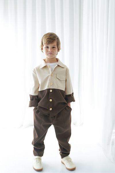 Catz Kids Coffee Cream Retro Jacket - Carrot Pants Set