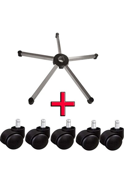 Türksit Ofis Koltuğu Yedek Parça Çekme Metalik Gri Boyalı Ayak 70'Lik+5'Li Te...