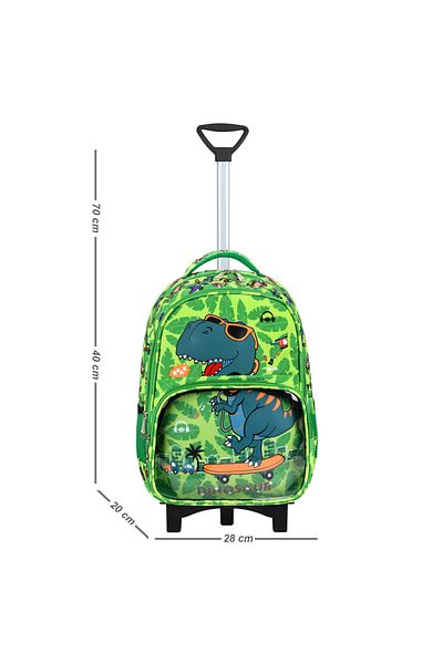 Roxy Dinosaur Portable Rickshaw Set of 3 Primary School Bag, Thermal Lunch and Pencil Case Set