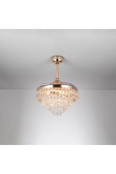 Btm Luxury modern gold crystal chandelier fan