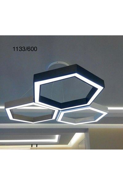 Btm Modern LED chandelier, hexagonal circle, 60 cm, black