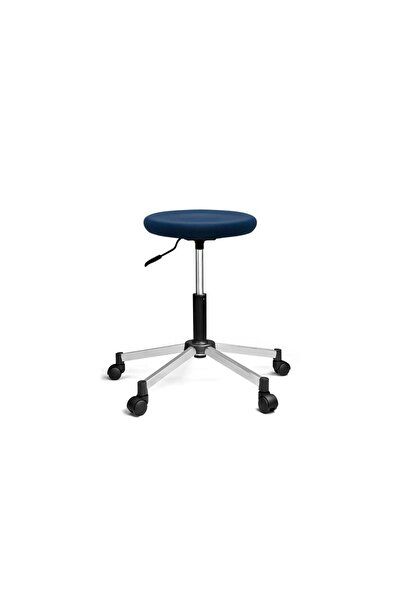 Türksit Tabure Dökme Sünger File Metalik Gri Boyalı Ayak Mavi