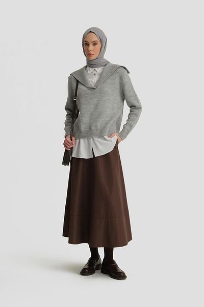 Armine Πουλόβερ Poplin Mix 24kd4218 Γκρι-λευκό