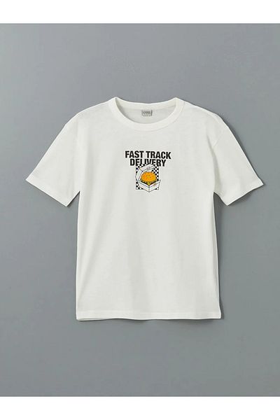 LC Waikiki Lcw Kids Ecru Crew Neck Boy T-Shirt