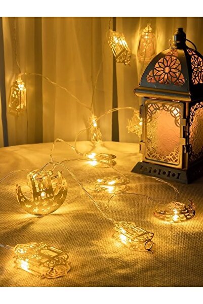 Genel Markalar Ramazan Konsept Süsleme Pilli Led Işık 10lu Gold Metal Kandil ...