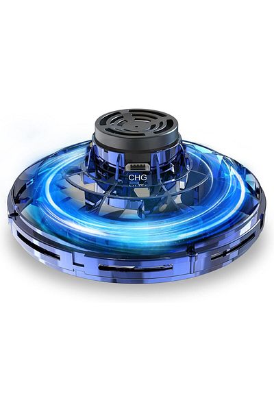 AWH Hand Operated Mini Drone, Fidget Flying Spinner with Lights, UFO Toy for Kids 8+, One Size, Blue
