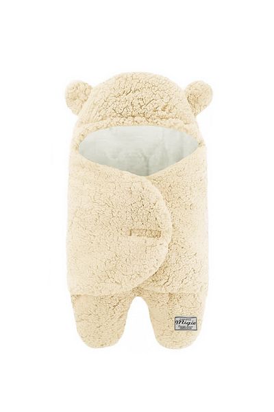 migie 0-4 Months Baby Sleeping Bag - Outer Swaddle, Curly Wellsoft Plush, Ivory