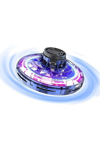 AWH Flying Spinner LED Light Drone, Hand Operated Mini UFO for Kids, Indoor/Outdoor Game, Blue