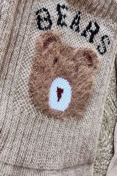 MAZEN Embossed Teddy Bear Patterned Figured Combed Cotton Socks (36-41)