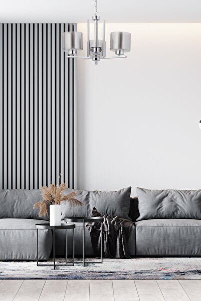 Avonni Silindir Modern Avize E27 36W 50cm Metal Krom Avonni-FZ-7395-3K