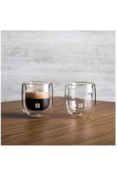 STOREMAX Ntwork Double Glass Set of 2 Espresso Cups, Transparent, 80 ml Art 1087243