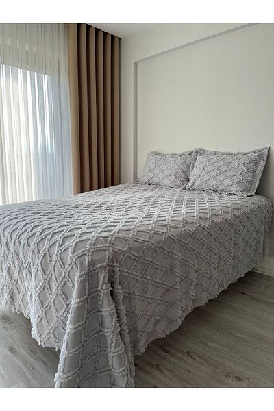 MİRATELİER Scandinavian Double Tasseled Bedspread