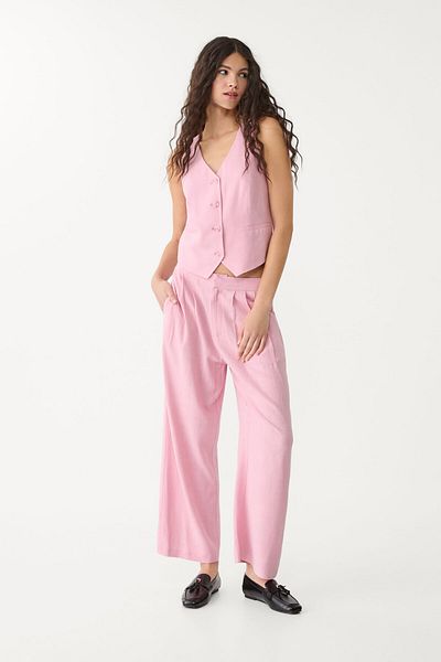Stradivarius Linen blend buttoned waistcoat
