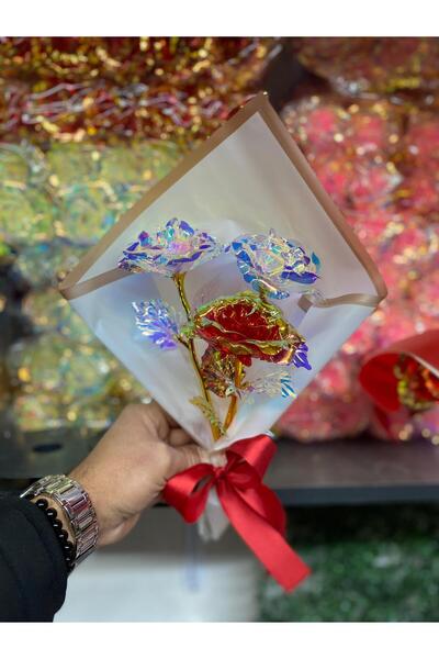 balal giyim Beyaz-Kırmızı hediye paketli 3'lü sonsuzluk gülü sevgililer,annel...