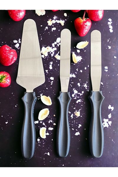 Çelik Express 3-Piece Cake Plaster Set Spatula Triangular Cake Spatula Flat Cake Plaster Spatula