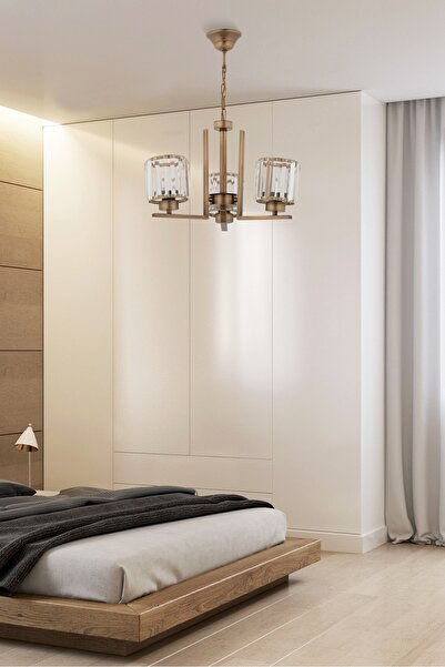 Avonni Kristal Modern Avize E27 36W 50cm Metal Eskitme Avonni-FZ-7396-3E