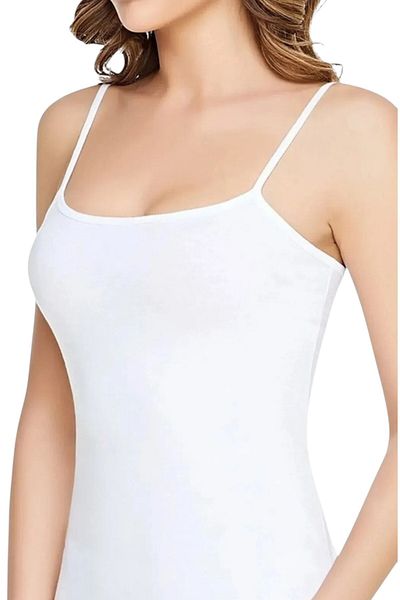 Gizli Butik White Lycra Cotton Women's Undershirt - Rope Strap