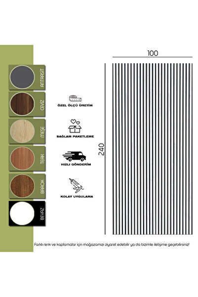 Karaağaç Mimarlık 100x240 Akustik Ahşap Duvar Paneli--Beyaz