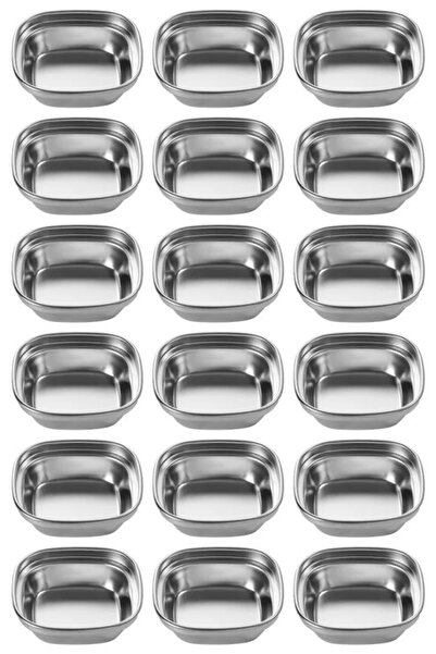 Kitchen Design Lab Metal Gümüş Renk Barbekü, Sos Tabağı - Sosluk Tekli - 8x8x...