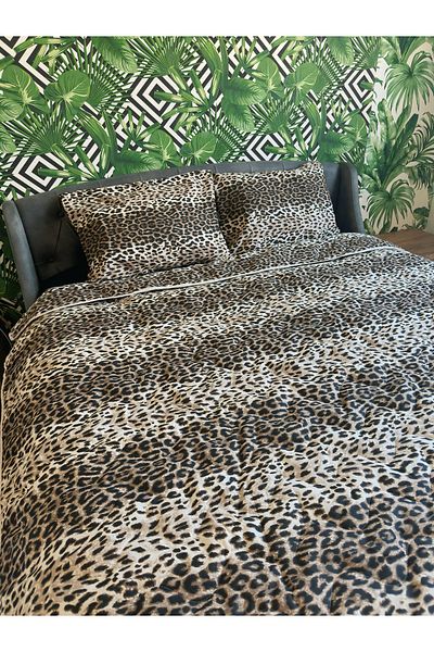 She&Co Set cuvertură de pat dublă matlasată cu model leopard