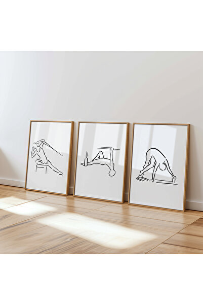 DES VU PRINT 3'lü Reformer Pilates, Minimal Pilates Posteri Çerçevesiz