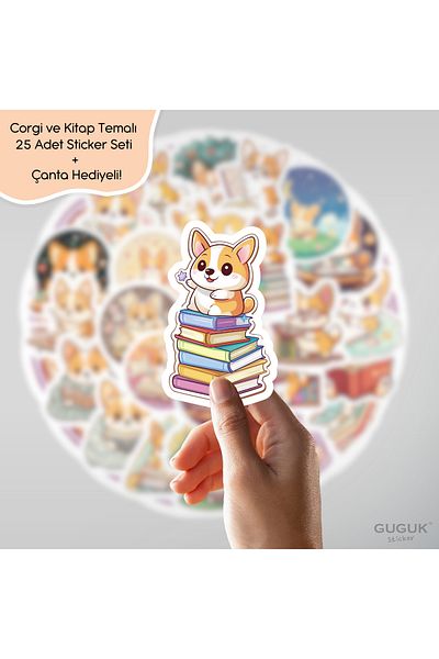 GUGUK مجموعة ملصقات كورجي وكتاب