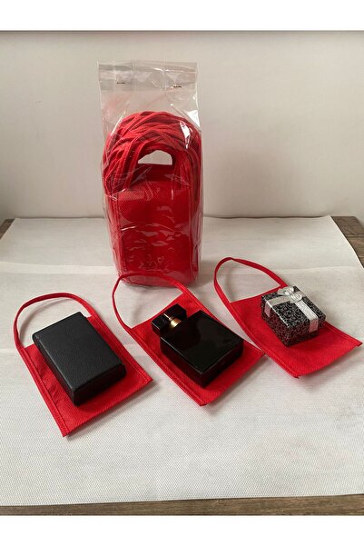 Göcen Ambalaj Çanta 100 Adet Tela Kırmızı Çanta Paketleme Kuyumcu Takı Toka Hediyelik paketleme çantalar Küçük bez çanta