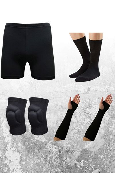 Sirius Sportswear 8 Piece Volleyball Knee Pad and Brace Set Volleyball Sleeves and Knee Pads Mini Volleyball Shorts Set
