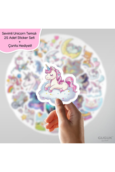 GUGUK Sevimli Unicorn Sticker Seti