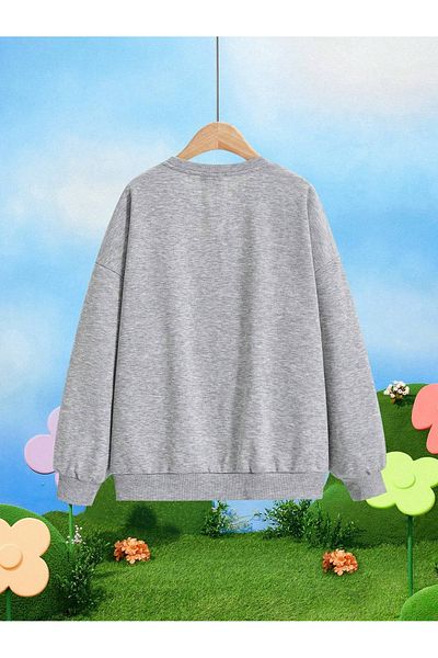 PALPİTO Unisex Γκρι Teletabi Laa-Laa Φούτερ με στάμπα με λαιμόκοψη