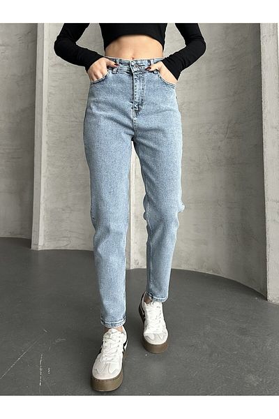 LİMABEL Gizem Milano - Noul sezon Lara Ciqulata Vivien Blue Mom Jean - Blugi Boyfriend cu talie înaltă pentru femei