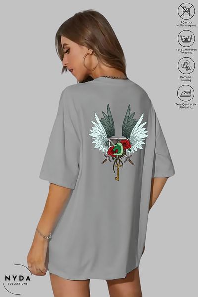 Nyda Collections Unisex Crew Neck Attack on Titan 2 εμπριμέ βαμβακερό μπλουζάκι με κοντό μανίκι