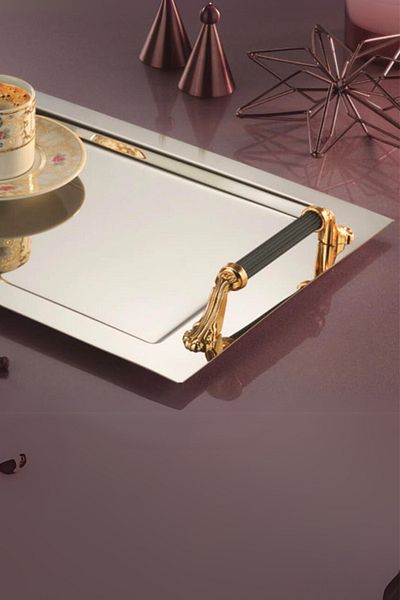 ÖzSa Home Alone Coffee Promise Engagement Promise Tray - with Stainless Steel Handles, 25X38 cm