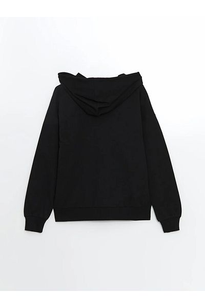 LC Waikiki Γυναικείο φούτερ με φερμουάρ LCWAIKIKI Classic Black Hooded Oversize