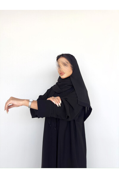 outline Black abaya with Arabian Nights fabric