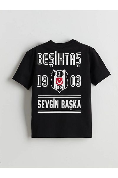 LC Waikiki Tricou pentru băiat cu imprimeu negru pentru copii LCW Kids