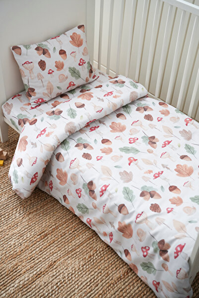Petille Single Duvet Cover Set - 100% Cotton, Double Face Printed - Mushroom