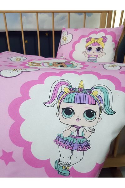 Baby Clime 5 Piece 90X130 Baby Sleeping Set - Quilt Pillow Sheet Set - Cute Girl Character