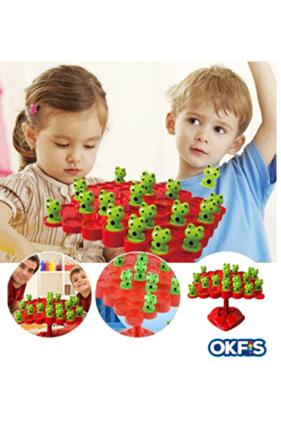 OKFİS Kurbağa Denge Ebeveyn Çocuk Etkileşimi Oyunu Eğitici Oyuncak Kurbağa Ağ...