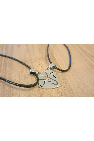 Shehlaa 2Pcs Heart I Love You Double Stainless Steel Necklace Valentine-Mother's Day-Christmas Gift