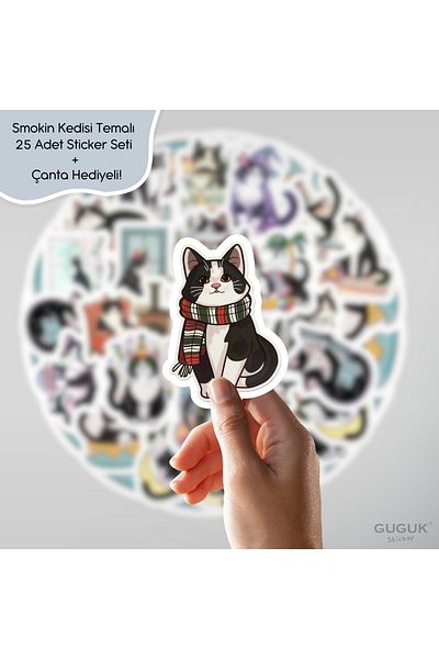 GUGUK مجموعة ملصقات قطة سهرة