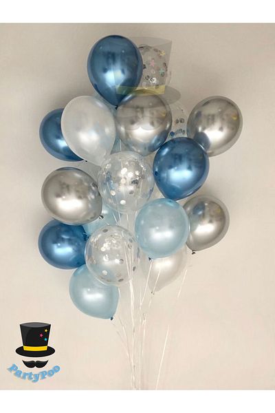PartyPoo Set of 20 Metallic Blue Balloons