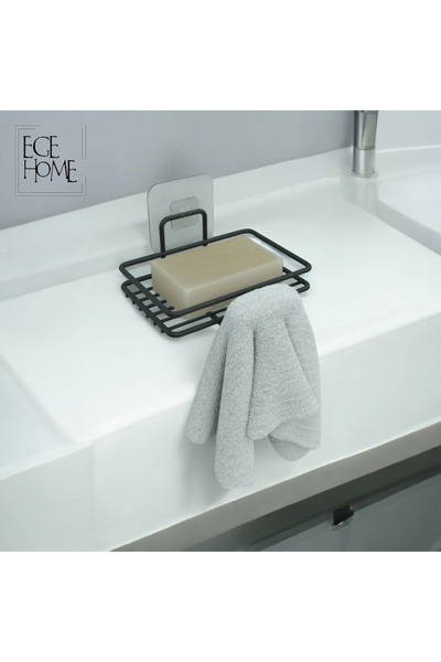 Home Adhesive Soap Dish Bathroom Kitchen Wc Metal Solid Soap Dish Black