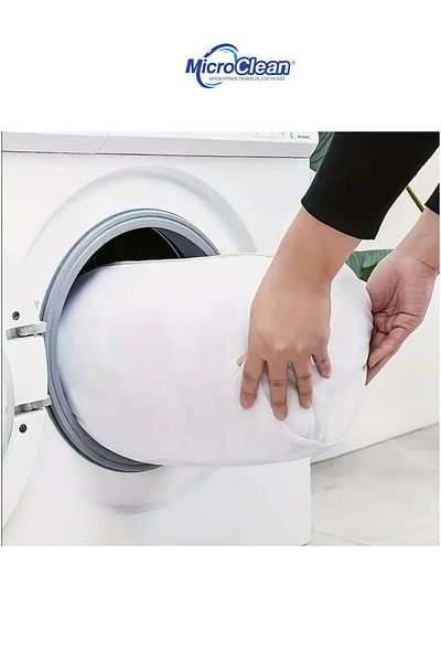 Micro Clean Large Size White Microfiber Shoe Wash Bag - Zippered, Custom Pasta Fabric