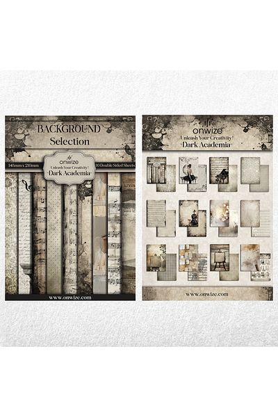 Onwize Scrapbooking Decopage Paper'Dark Academia' 10 Double Sheets 148X210Mm (5"X8") 220 Grams of Paper