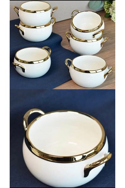 Paçi Muba Concept Porcelain Handled Gold Gilded 6-Piece Bowl
