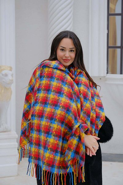 SUVE GOLD Winter Soft Textured Tassel Detailed Shoulder and Neck Shawl-Neckerchief
