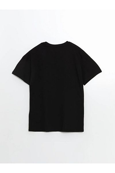 LC Waikiki Γυναικείο μπλουζάκι LCW Vision Black Crew Neck Oversize
