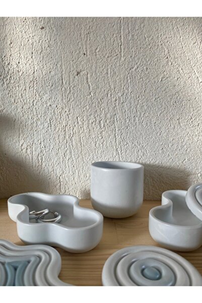 Store Studio Yabu - Blue Wavy Decorative Box with Lid / Jewelry Box Set of 3